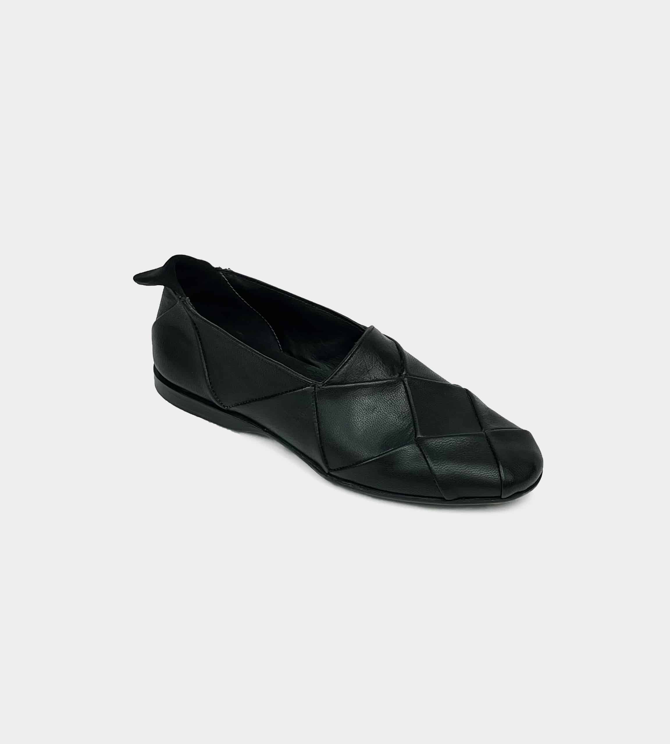 Black leather patchwork slip-on rigth view